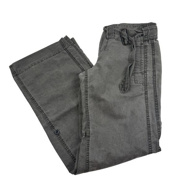 Free People VTG Y2K Grunge Distressed Wash Wide Leg Linen Pants Women's Size 8 - Picture 1 of 8